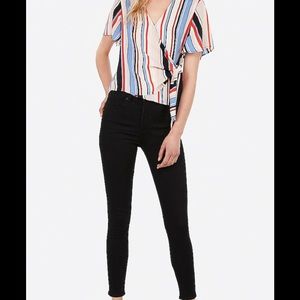 EXPRESS STRIPED SURPLICE SIDE TIE TOP